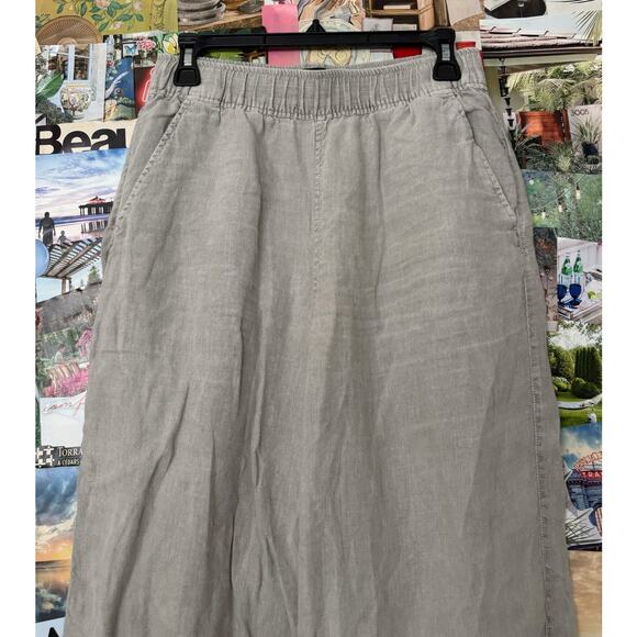 Light Grey Tahari 100% Linen Cropped Pants S - Picture 2 of 7